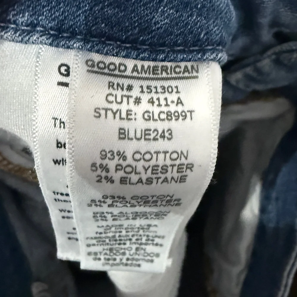 Good American Good Legs Crop Two-Tone‎ Blue Jeans